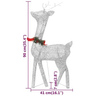 Kerstversiering rendierfamilie 270x7x90 cm gaas wit zilverkleur 12