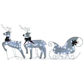 Kerstdecoratie rendieren en slee 60 LED&amp;apos;s wit 2