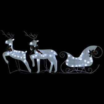 Kerstdecoratie rendieren en slee 60 LED&amp;apos;s wit 8