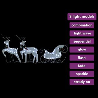 Kerstdecoratie rendieren en slee 60 LED&amp;apos;s wit 9