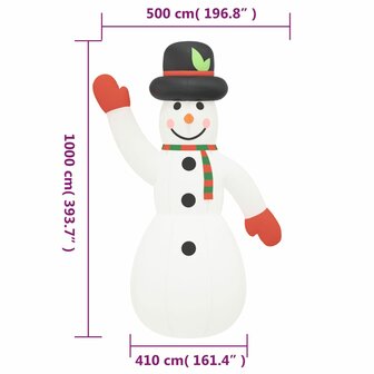 Sneeuwpop met LED&amp;apos;s opblaasbaar 1000 cm 12