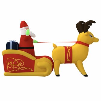 Kerstdecoratie kerstman en rendieren opblaasbaar LED 130 cm 5