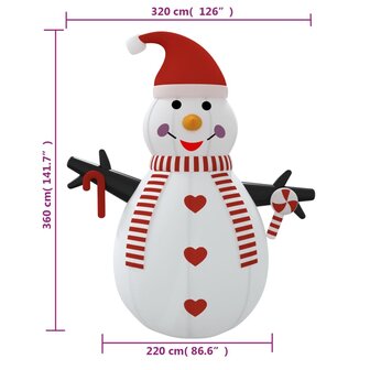 Sneeuwpop opblaasbaar met LED-verlichting 360 cm 12
