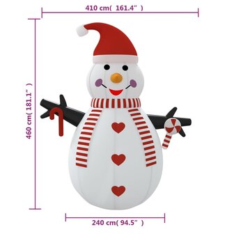 Sneeuwpop opblaasbaar met LED&amp;apos;s 460 cm 12