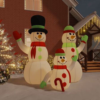 Sneeuwpopfamilie opblaasbaar met LED&amp;apos;s 360 cm 1