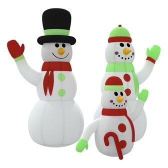 Sneeuwpopfamilie opblaasbaar met LED&amp;apos;s 500 cm 2