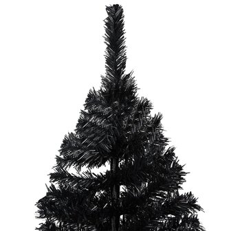 Kunstkerstboom met verlichting en kerstballen 240 cm PVC zwart 3