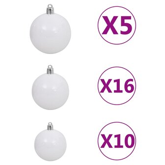 Kunstkerstboom met verlichting en kerstballen 240 cm PVC zwart 9