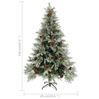Kerstboom met LED en dennenappels 120 cm PVC en PE groen en wit 8