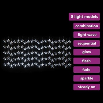Lichtsnoergordijn sterren met 500 LED&amp;apos;s en 8 functies koudwit 3