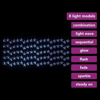 Lichtsnoergordijn sterren met 500 LED&amp;apos;s en 8 functies blauw 3