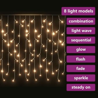 Lichtgordijn met 400 LED&amp;apos;s en 8 functies 10 m warmwit 6