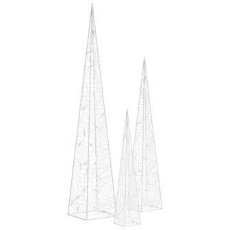 Lichtkegelset decoratief LED 30/45/60 cm acryl koudwit 3
