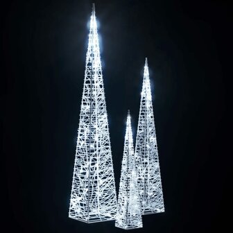Lichtkegelset decoratief LED 30/45/60 cm acryl koudwit 4
