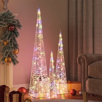 Lichtkegelset decoratief LED 60/90/120 cm acryl meerkleurig 1