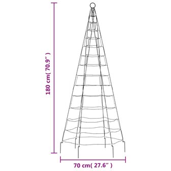 Lichtkegel aan vlaggenmast 180 cm 200 LED&amp;apos;s warmwit 11