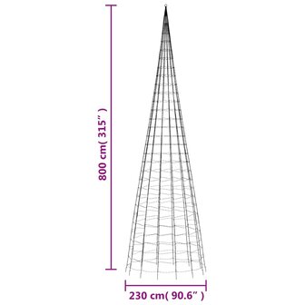 Lichtkegel aan vlaggenmast 3000 koudwitte LED&amp;apos;s 800 cm 11