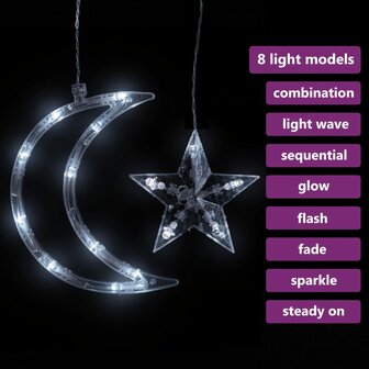 Lichtslinger ster en maan afstandsbediening 138 LED&amp;apos;s koudwit 3