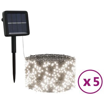 5 st Lichtslinger met 200 LED&amp;apos;s solar binnen/buiten koudwit 2