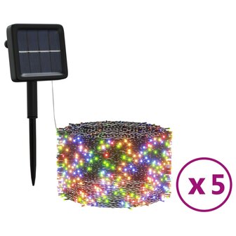 5 st Lichtslinger met 200 LED&amp;apos;s solar binnen/buiten meerkleurig 2