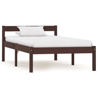 Bedframe massief grenenhout donkerbruin 100x200 cm 1