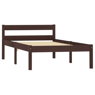Bedframe massief grenenhout donkerbruin 100x200 cm 2
