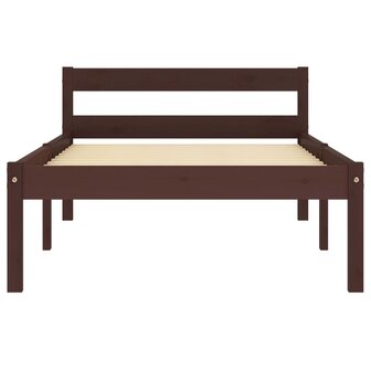 Bedframe massief grenenhout donkerbruin 100x200 cm 3
