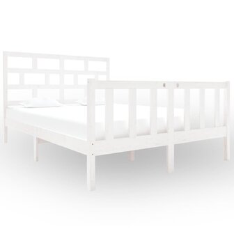 Bedframe massief grenenhout wit 135x190 cm 4FT6 Double 2