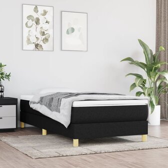 Bedframe stof zwart 90x200 cm 1
