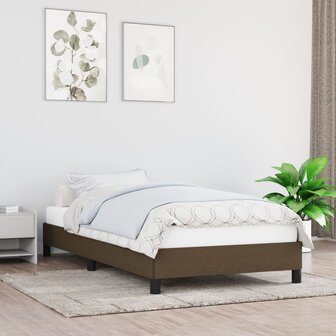 Bedframe stof donkerbruin 80x200 cm 1