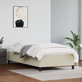 Bedframe kunstleer cr&egrave;mekleurig 100x200 cm 1