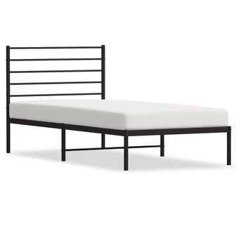 Bedframe met hoofdbord metaal zwart 75x190 cm 2