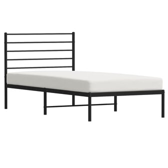 Bedframe met hoofdbord metaal zwart 75x190 cm 4