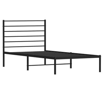 Bedframe met hoofdbord metaal zwart 75x190 cm 5