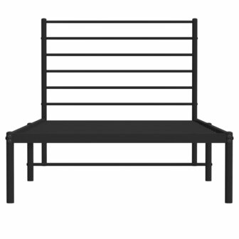 Bedframe met hoofdbord metaal zwart 75x190 cm 6