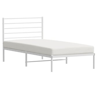 Bedframe met hoofdbord metaal wit 75 x 190 cm 4