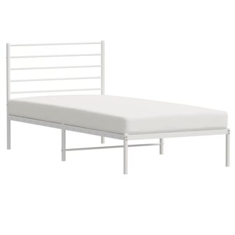 Bedframe met hoofdbord metaal wit 80x200 cm 4