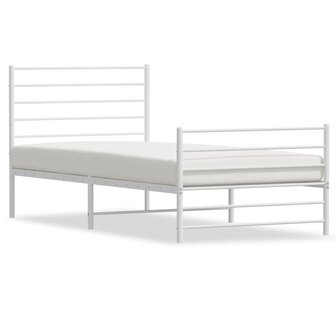 Bedframe met hoofd- en voeteneinde metaal wit 100x190 cm 2