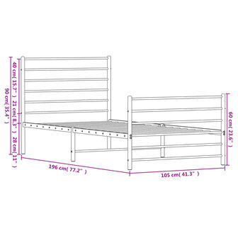 Bedframe met hoofd- en voeteneinde metaal wit 100x190 cm 10
