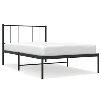Bedframe met hoofdbord metaal zwart 80x200 cm 2