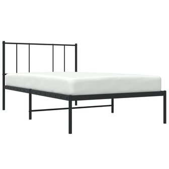 Bedframe met hoofdbord metaal zwart 80x200 cm 3