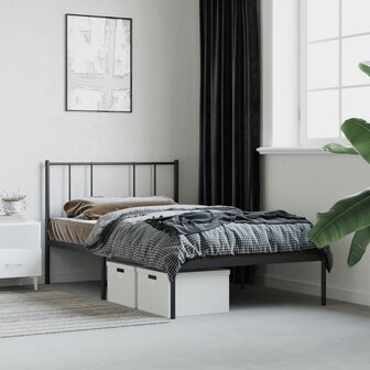 Bedframe met hoofdbord metaal zwart 80x200 cm 4
