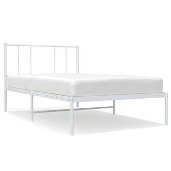 Bedframe met hoofdbord metaal wit 75 x 190 cm 2