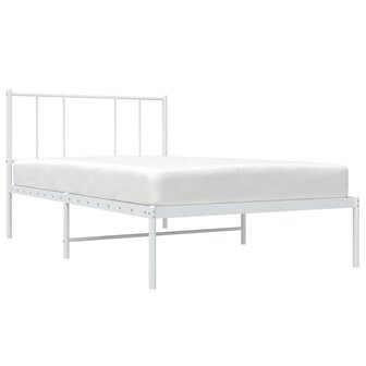 Bedframe met hoofdbord metaal wit 75 x 190 cm 3