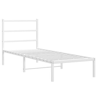 Bedframe met hoofdbord metaal wit 75 x 190 cm 2