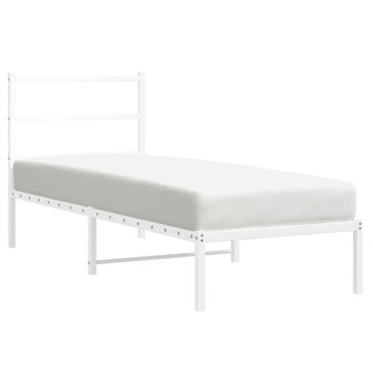 Bedframe met hoofdbord metaal wit 80x200 cm 4