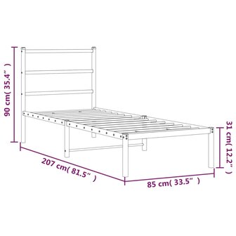 Bedframe met hoofdbord metaal wit 80x200 cm 10