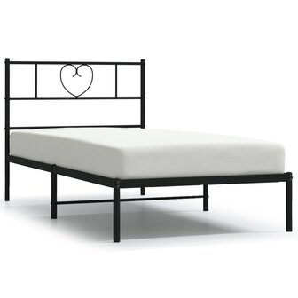 Bedframe met hoofdbord metaal zwart 75x190 cm 2