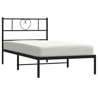 Bedframe met hoofdbord metaal zwart 75x190 cm 3