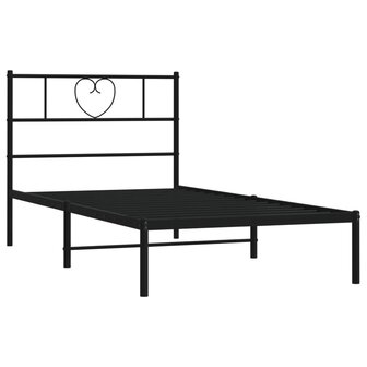 Bedframe met hoofdbord metaal zwart 75x190 cm 4